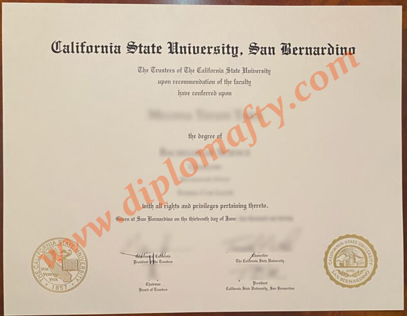 定制圣贝纳迪诺加州州立大学CSUSB文凭