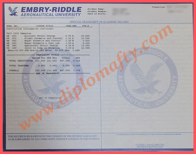 Embry-Riddle Aeronautical University Transcript