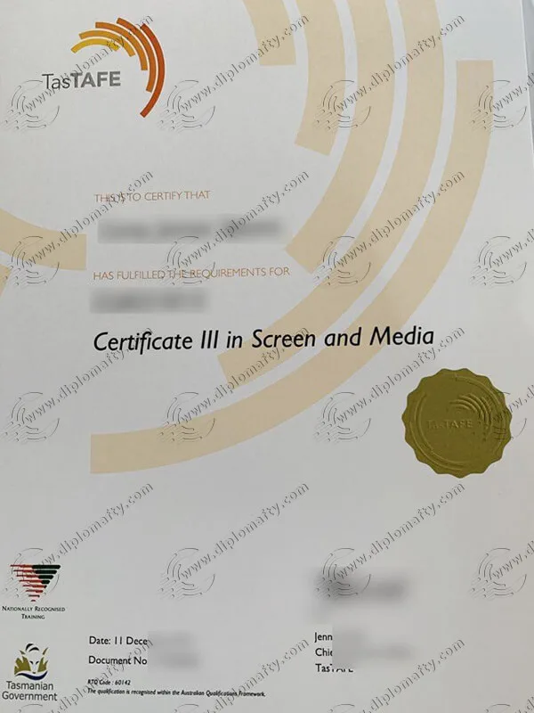 Institute Of TAFE Tasmania Certificate