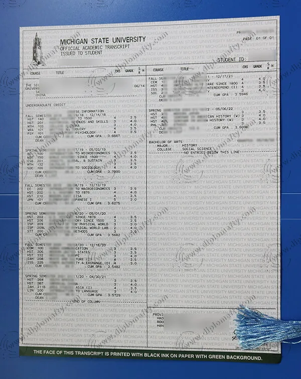 Michigan State University Transcript