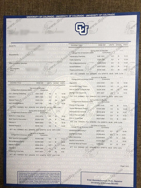 University of Colorado Transcripts