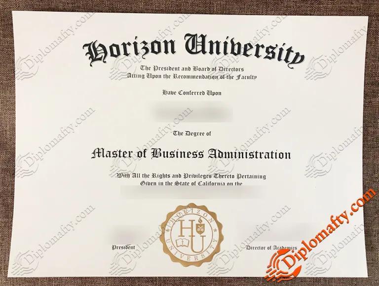 Horizons University Graduation certificate