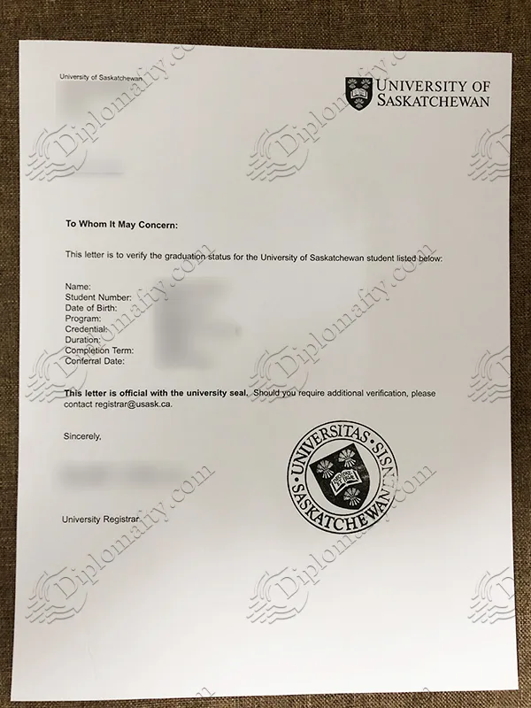 University of Saskatchewan Graduation Certificate