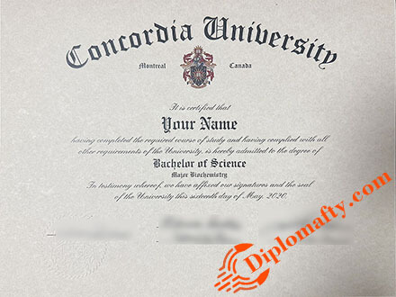 Concordia University Graduation certificate