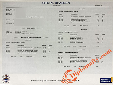 Ryerson University Transcript