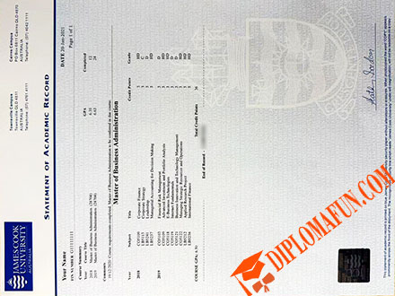 詹姆斯库克大学官方成绩单