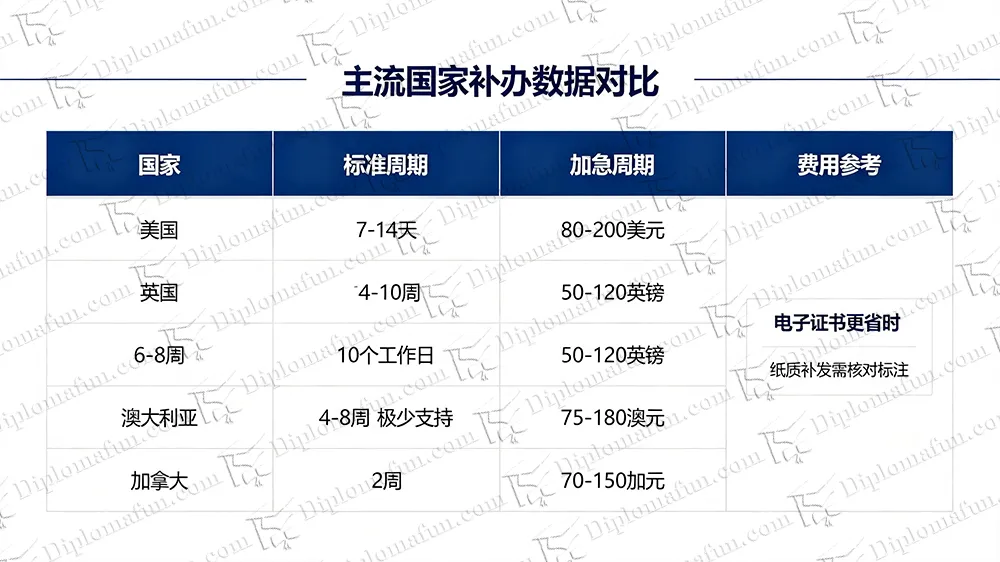 主流国家补办对比 主流国家补办对比