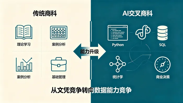 传统学科对比AI交叉商科 传统学科对比AI交叉商科